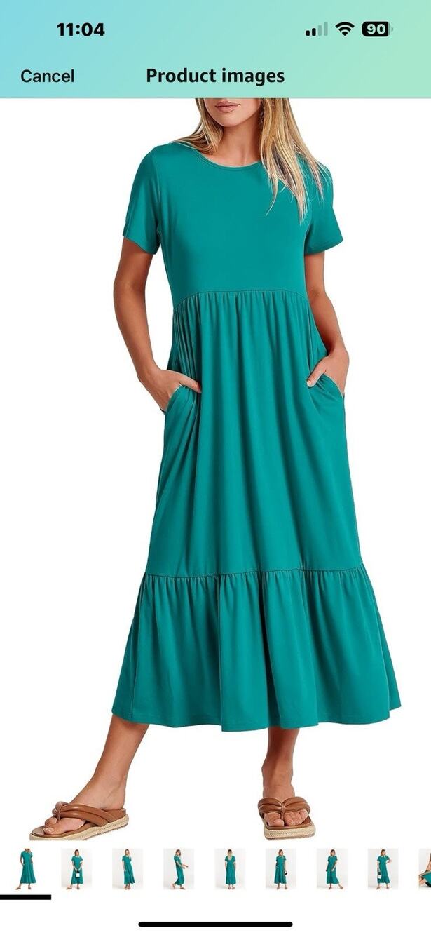 Women's Maxi ALine Dress Layering Summer Long Dress Short Sleeve Dress Sun Dress